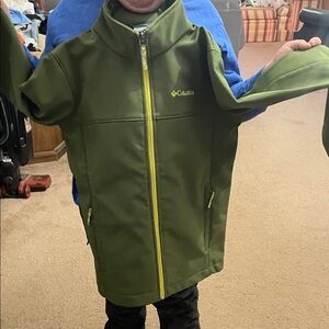 Columbia Olive Jacket with Bright Yellow Accents